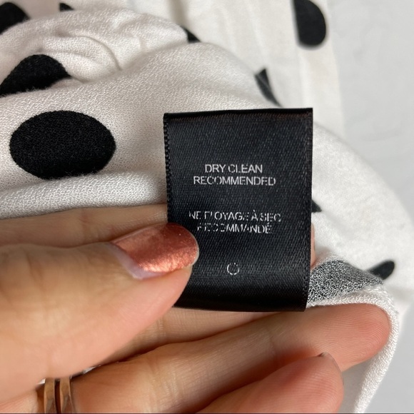 AFRM Polka Dot Long Sleeve Wrap Front Puff Shoulder Crop Top Women's Size Small - Picture 6 of 7